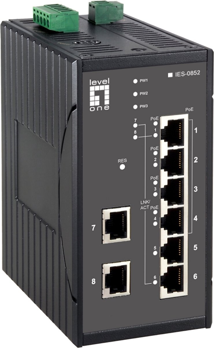 LevelOne IES-0852 Fast Ethernet (10/100) Zwart Power over Ethernet (PoE)