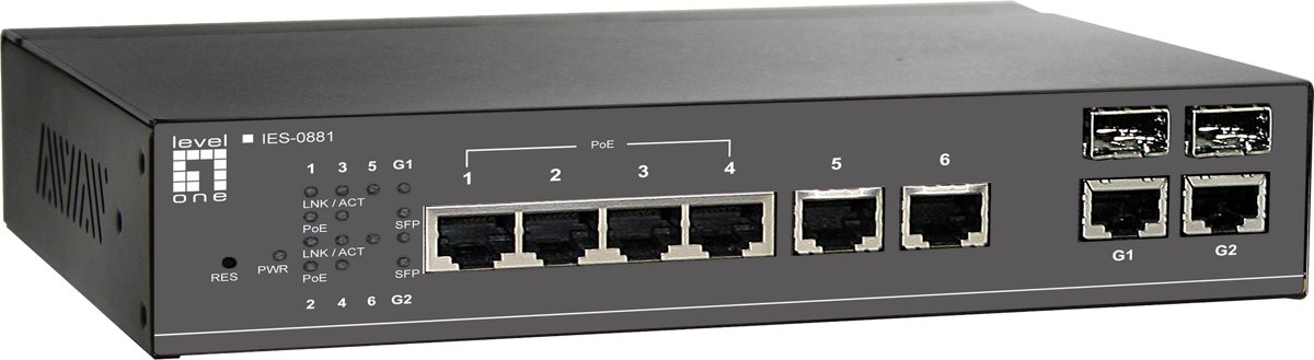 LevelOne IES-0881 Managed Fast Ethernet (10/100) Zwart Power over Ethernet (PoE)