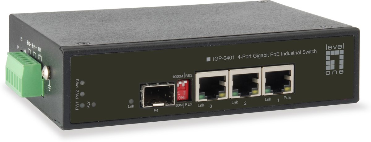 LevelOne IGP-0401 Gigabit Ethernet (10/100/1000) Power over Ethernet (PoE) Zwart