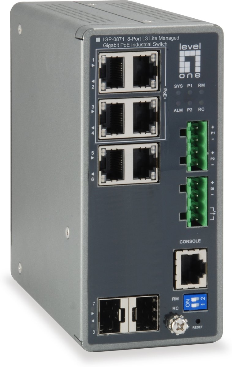 LevelOne IGP-0871 Managed L3 Gigabit Ethernet (10/100/1000) Grijs Power over Ethernet (PoE)