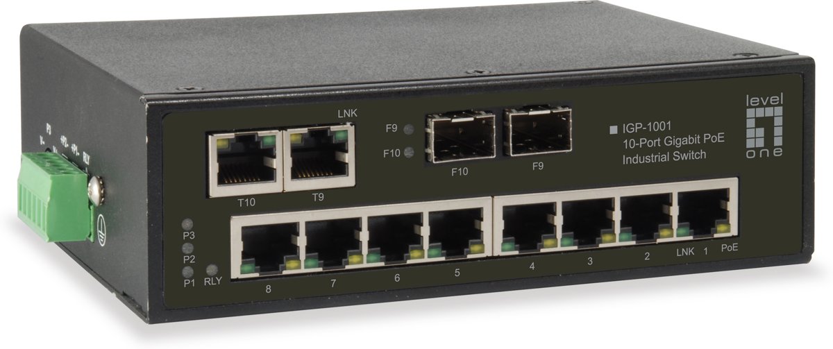 LevelOne IGP-1001 Gigabit Ethernet (10/100/1000) Power over Ethernet (PoE) Zwart