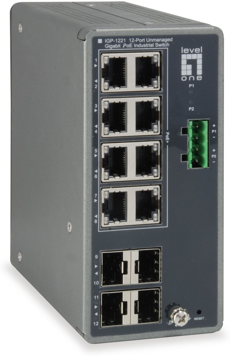 LevelOne IGP-1221 Gigabit Ethernet (10/100/1000) Power over Ethernet (PoE) Grijs