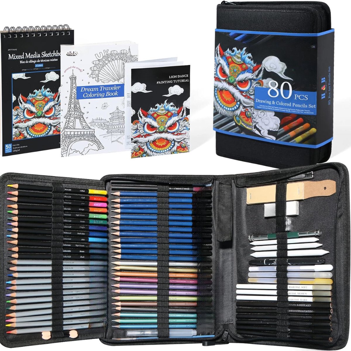 Lexium Tekendoos - Tekenset - Tekenkist - Tekenkoffer - Tekenset Compleet voor Kinderen en Volwassenen