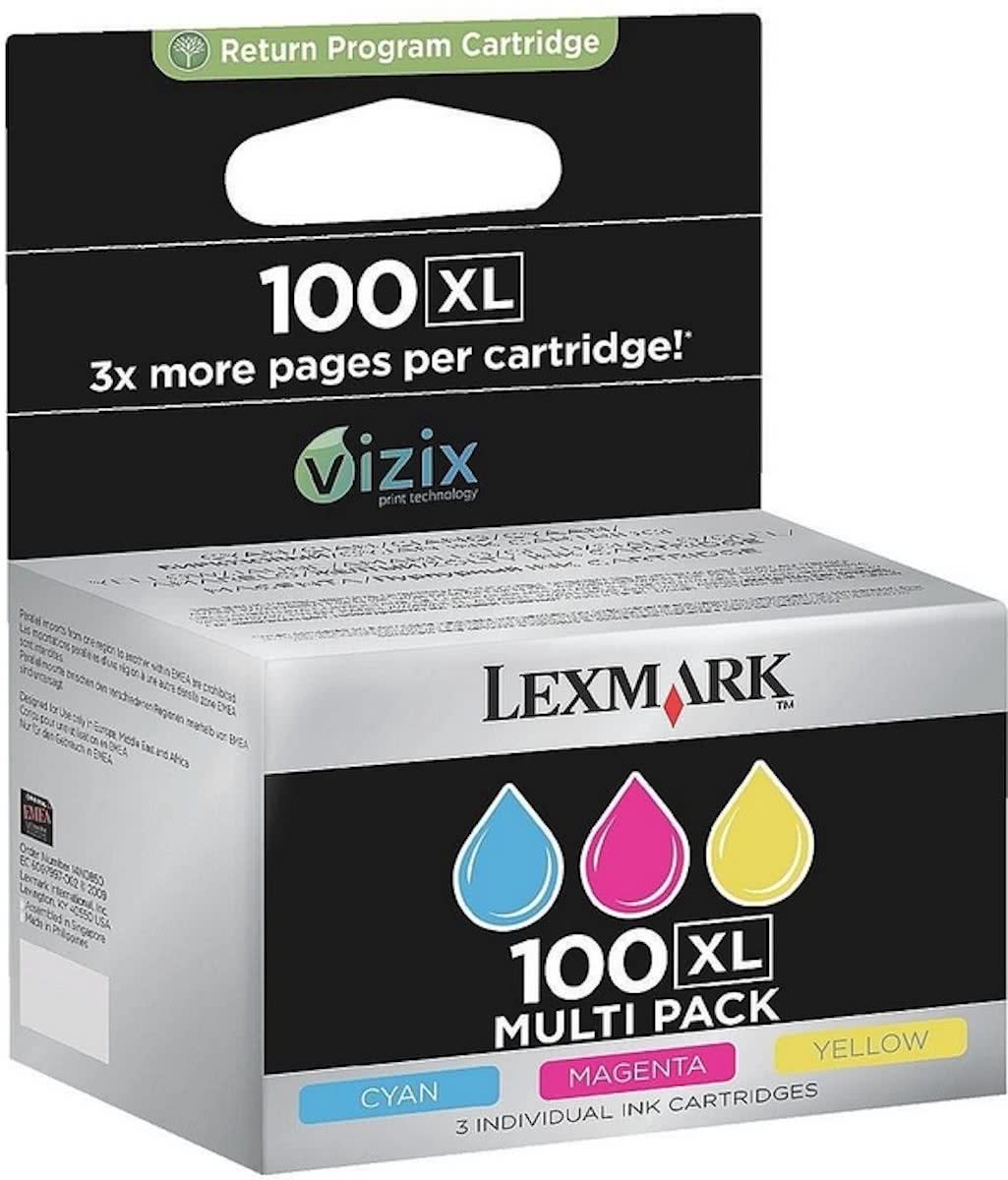 100XL inktcartridge cyaan, magenta en geel high capacity 3-pack blister met alarm