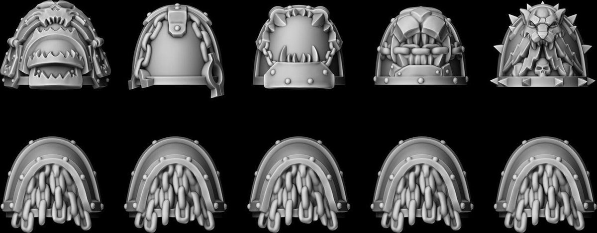 Liber Daemonica - Warhammer 40K - Space Wolf Conversie Bits - Shoulders (10)