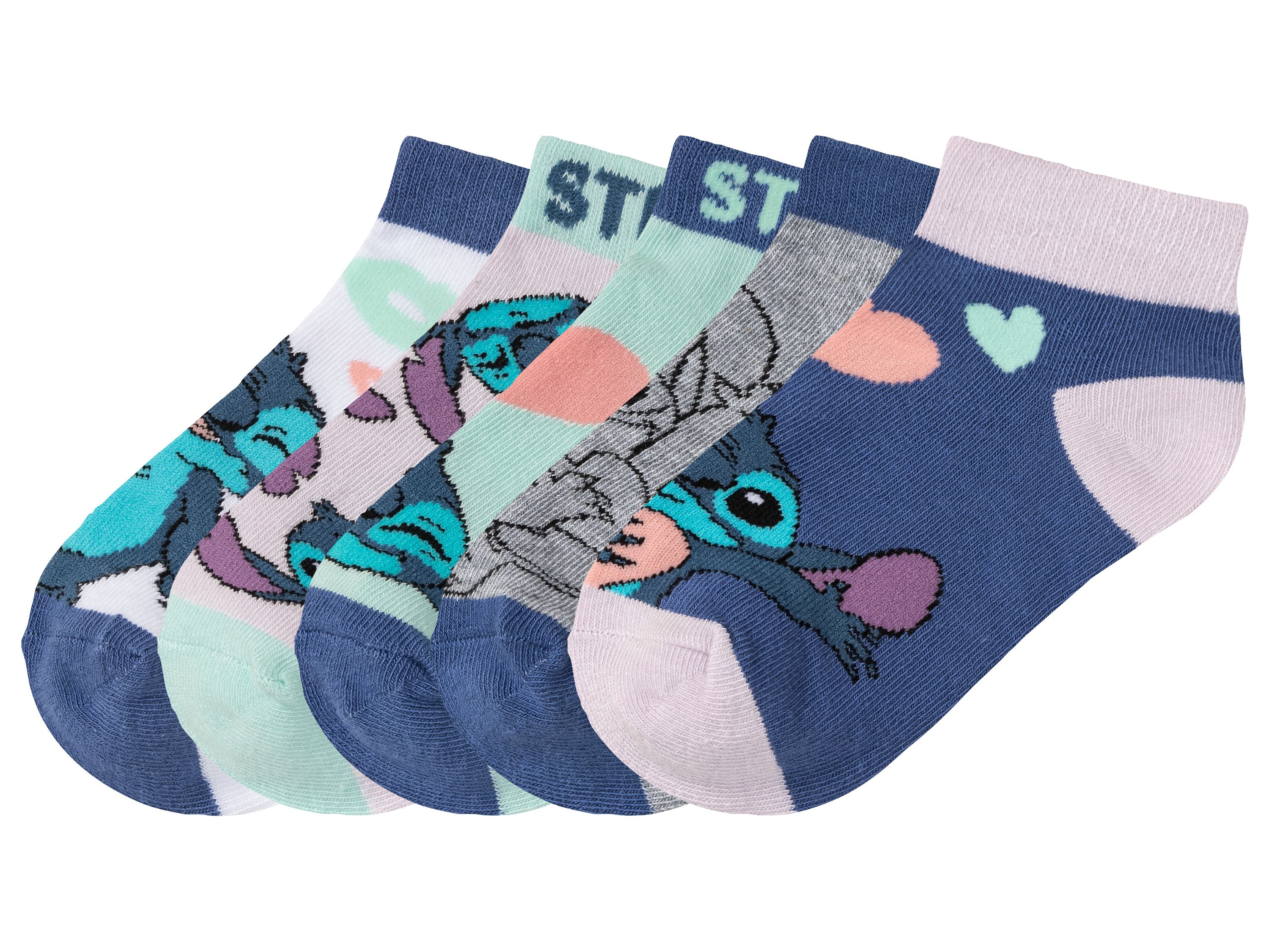 5 paar meisjes sneakersokken (27/30, Lilo & Stich)