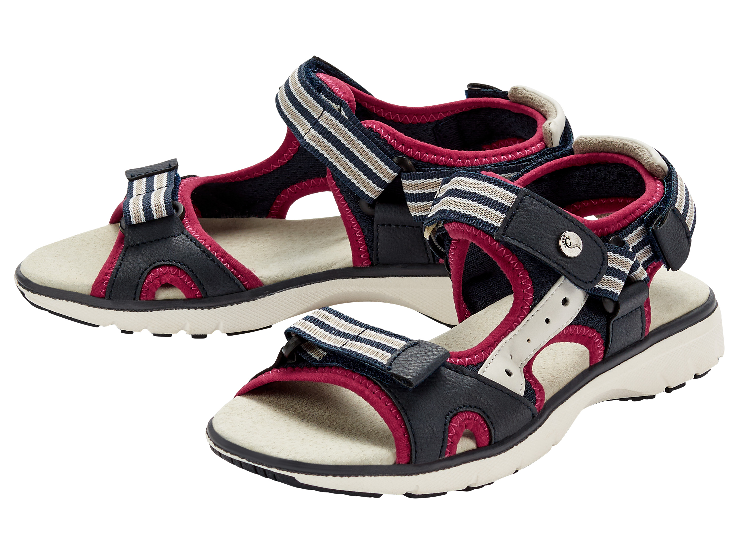 Dames sandalen (38, Marineblauw/rood/crème)