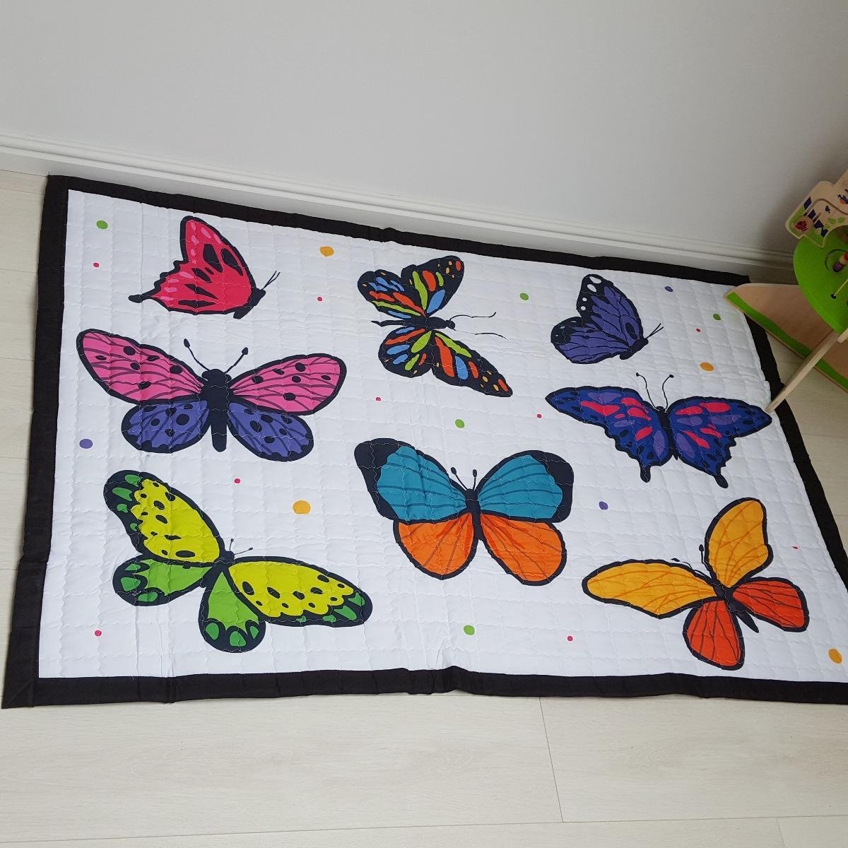 Speelkleed gekleurde vlinders 195 x 145 -   - Groot Speelkleed Baby - Speelmat Kinderen - Babymat XL - Kindervloerkleed - Kraamcadeau - Speelkleed Kinderen - Grote collectie speelkleden