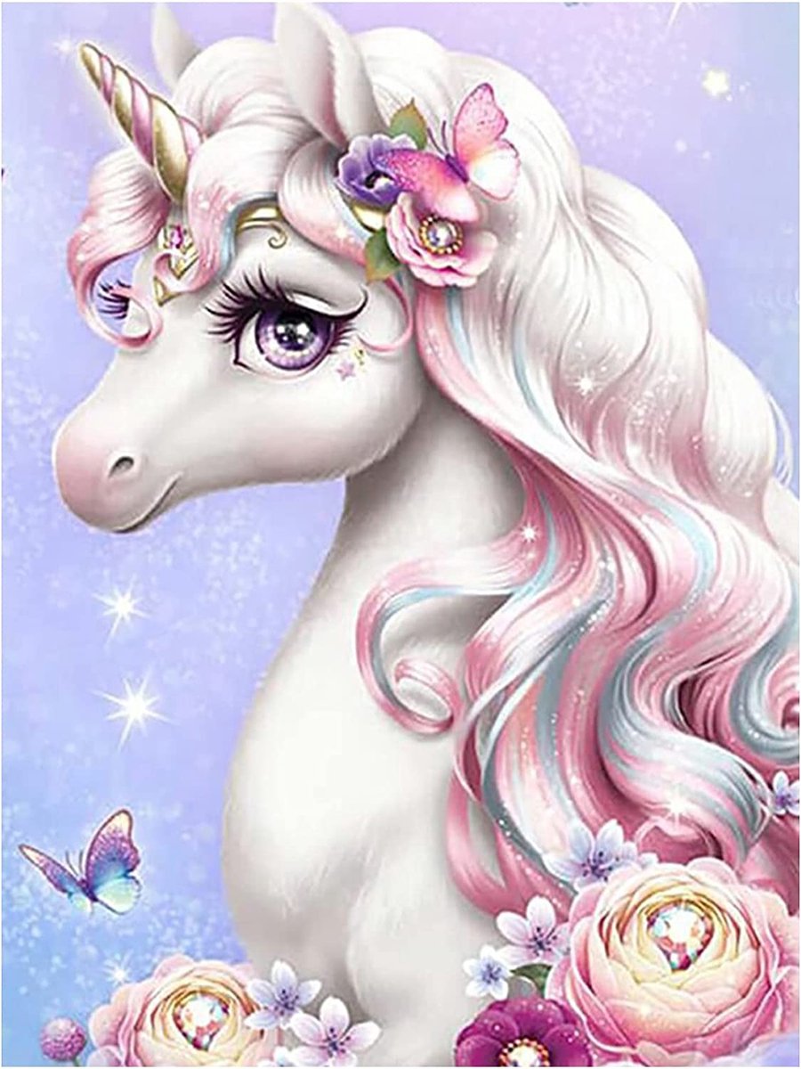 Lienz® Diamond Painting volwassenen 30x40cm – Rond –Unicorn – Eenhoorn – Princess – Pakket Volwassenen en kinderen