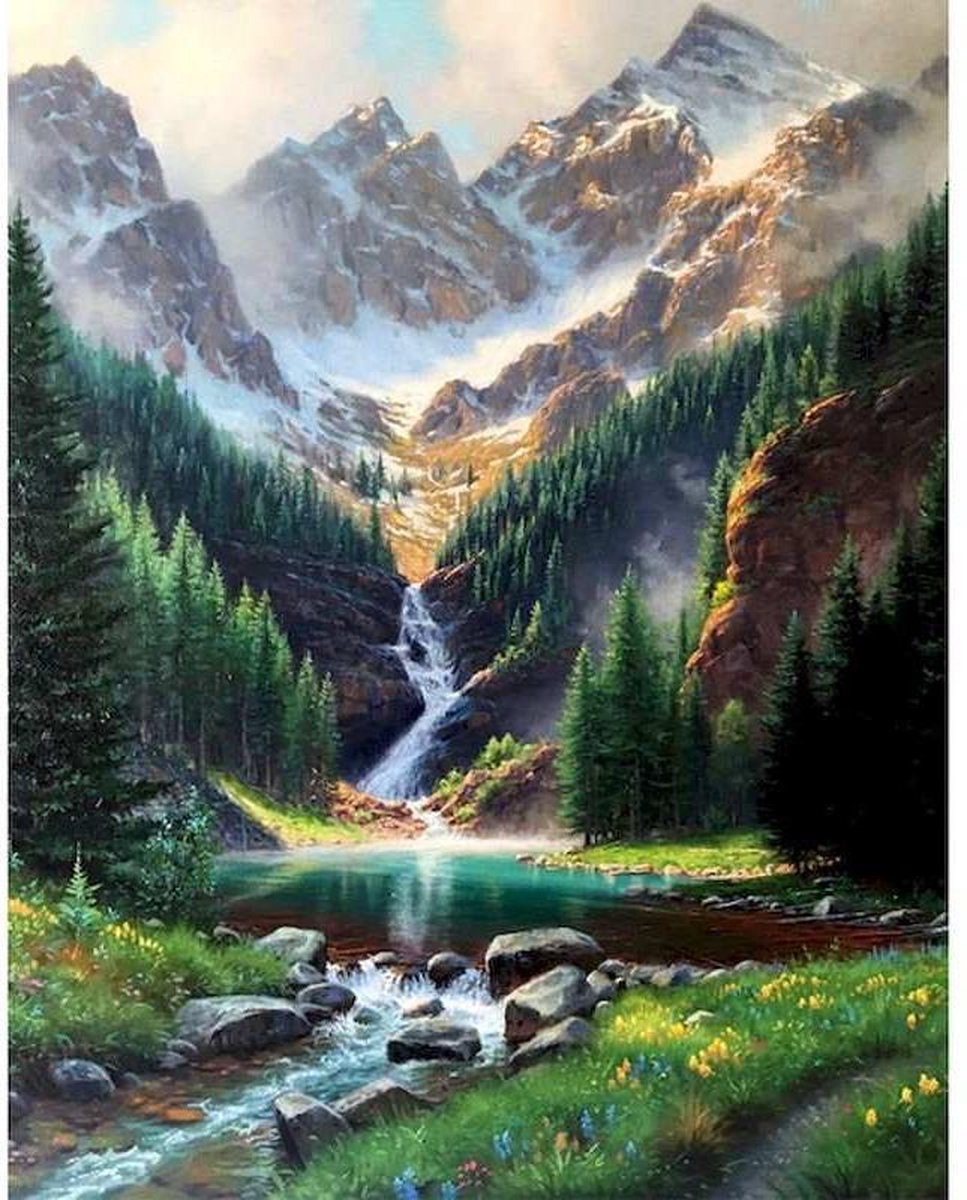 Lienz® Diamond Painting volwassenen 40x50cm – Rond – Landschap – Volledig - Pakket Volwassenen