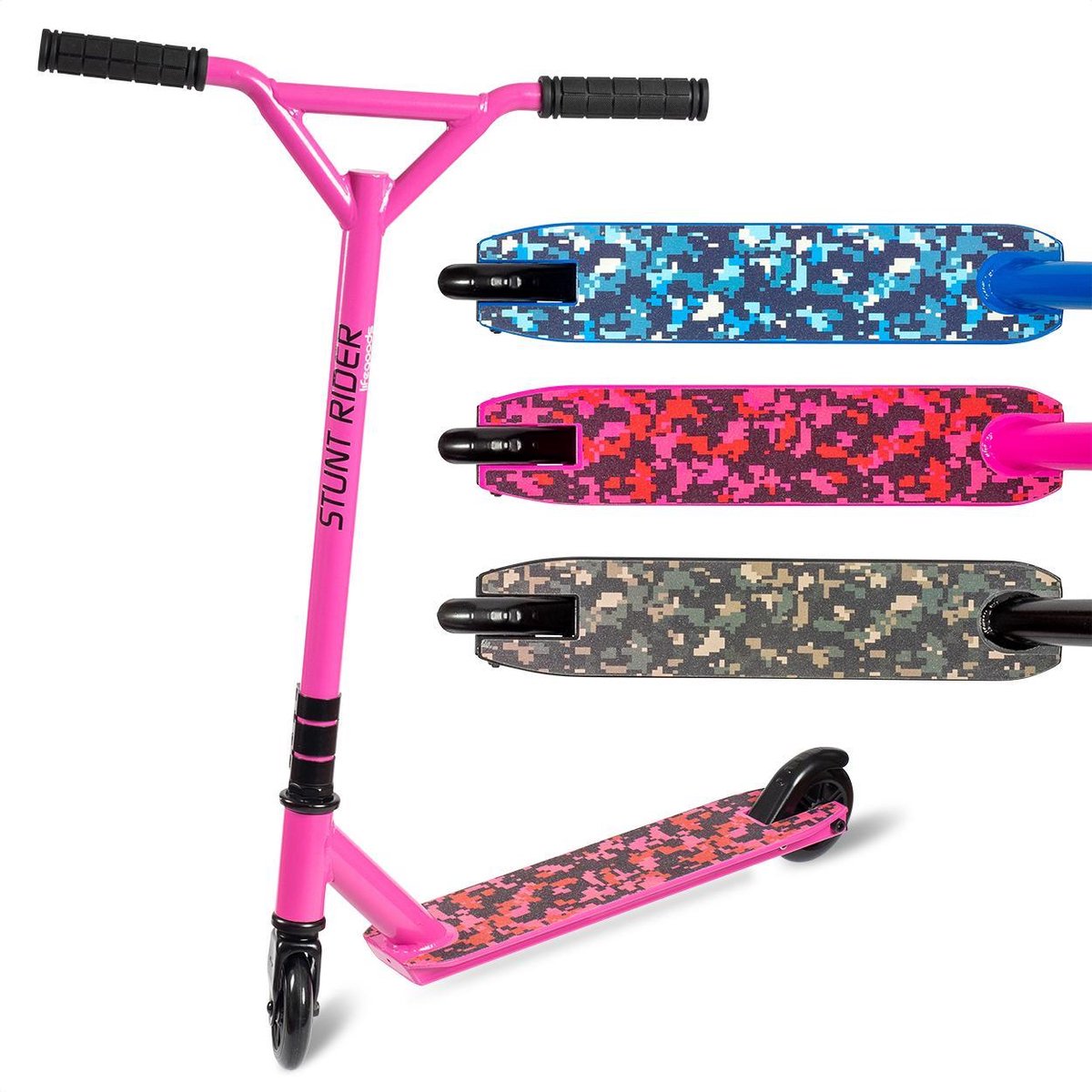 LifeGoods StuntRider - Stuntstep voor Jongens/Meisjes - 8+ Jaar - 100mm Wielen - ABEC7 Lagers - Roze/Zwart