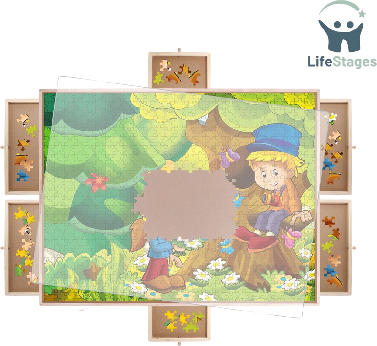   Puzzeltafel - Puzzeltafel met Lades 1000 Stukjes - Puzzeltafel met Lades 1500 Stukjes - Puzzelbord - Stevig - Duurzaam