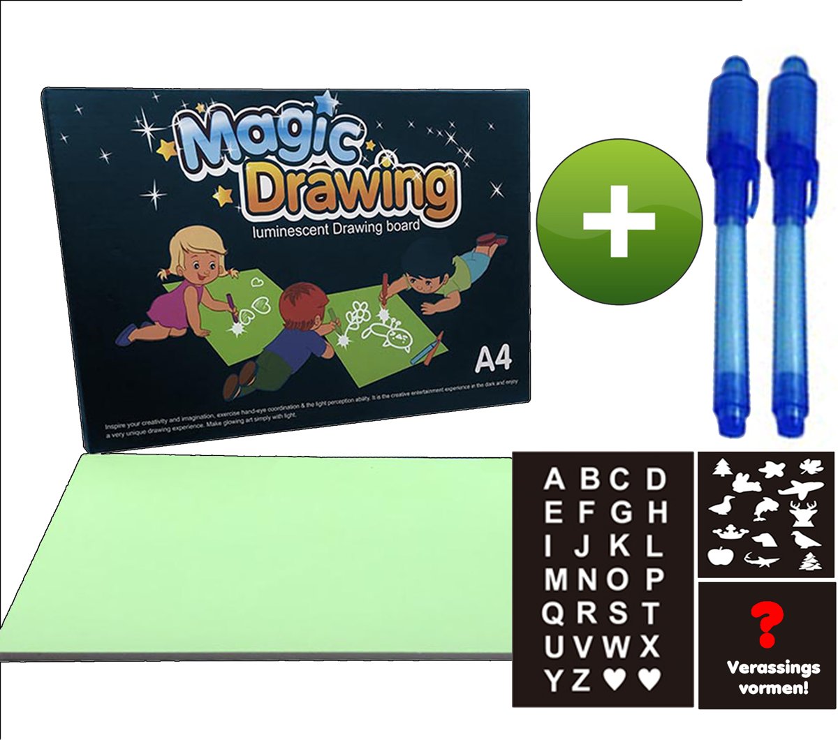 Magisch tekenbord + Extra LED pen - Glow in the dark -  Tekenen met licht - Lichtgevend - Educatief speelgoed - Kerst actie