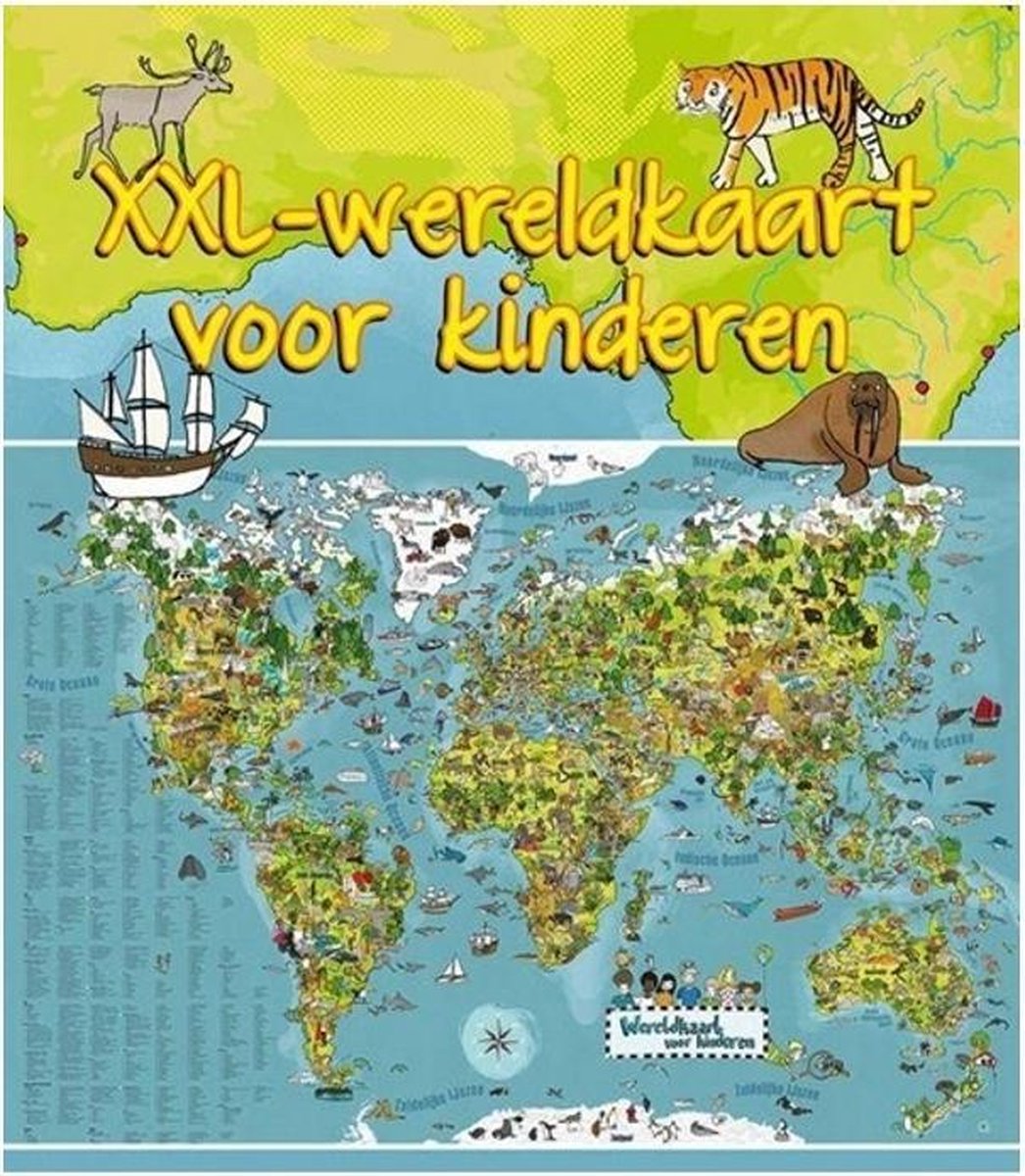 Lifetime Wereldkaart dieren XXL voor kinderen 140 x 95 cm