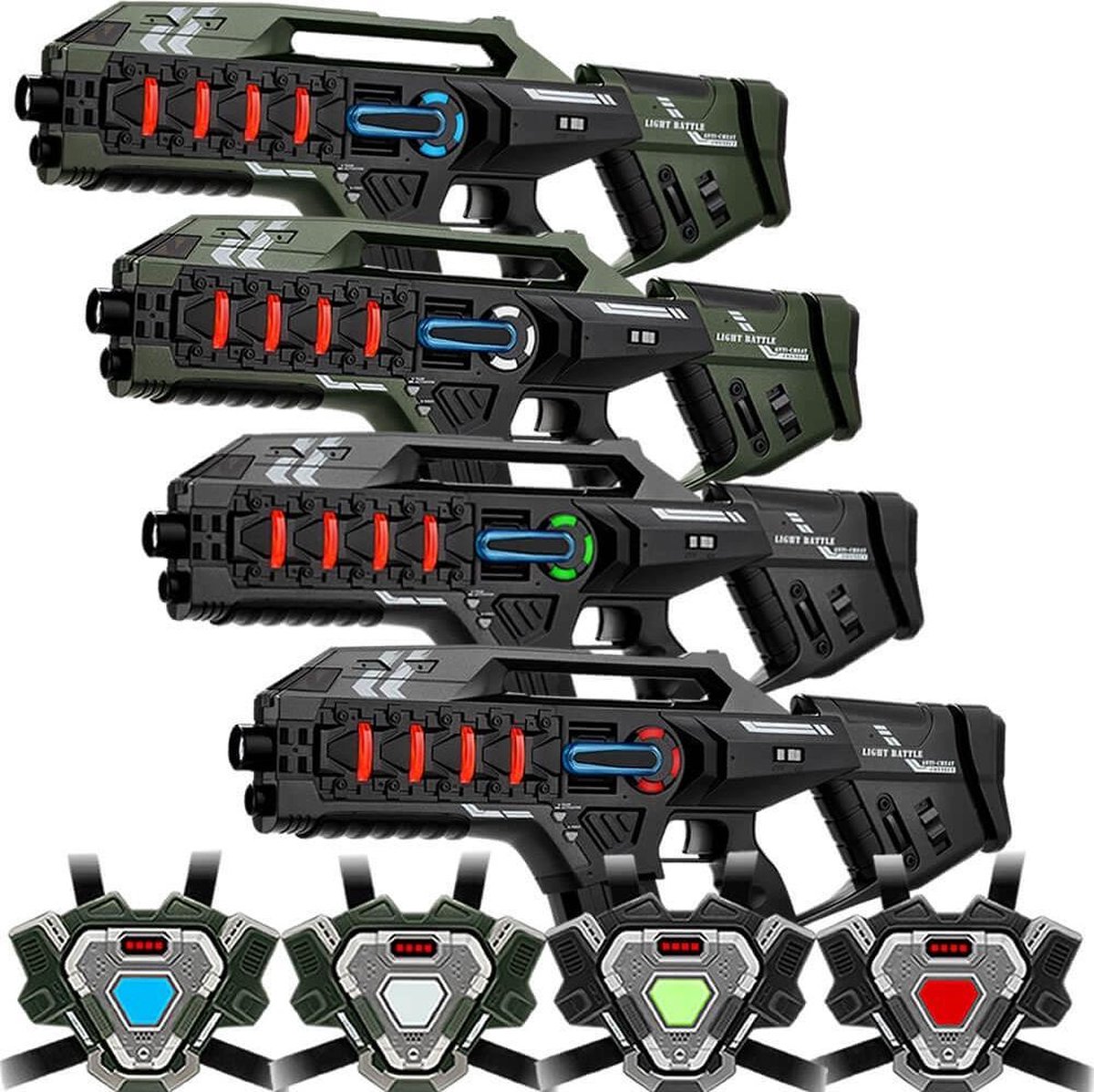 4   Connect Anti-Cheat speelgoed laserpistolen+ 4 vesten - lasergame set