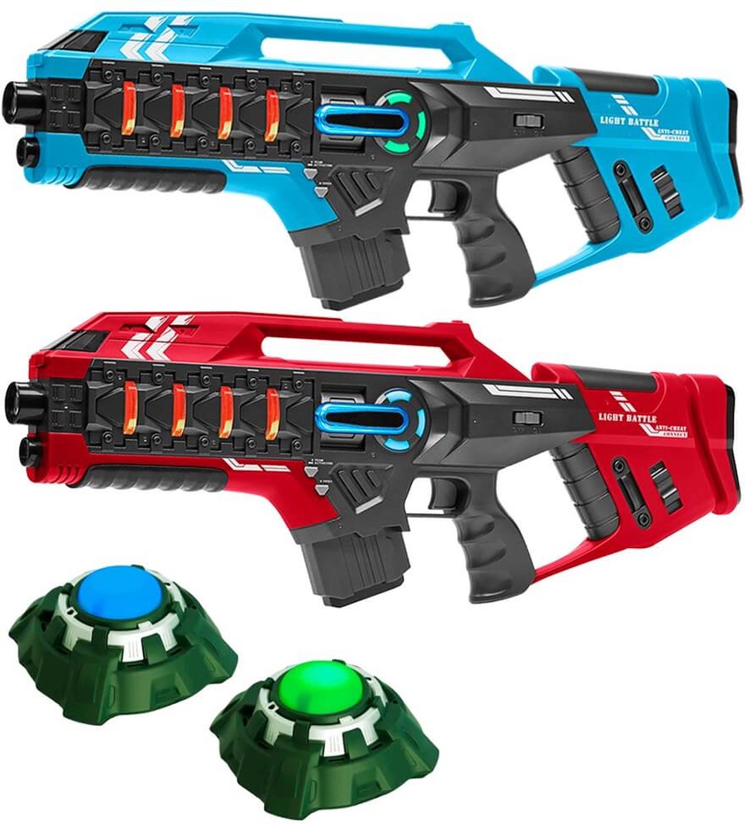   Connect Lasergame set - Rood/Blauw - 2 Mega Blasters + 2 Targets - Laserguns met Anti-Cheat functie - 2 spelers