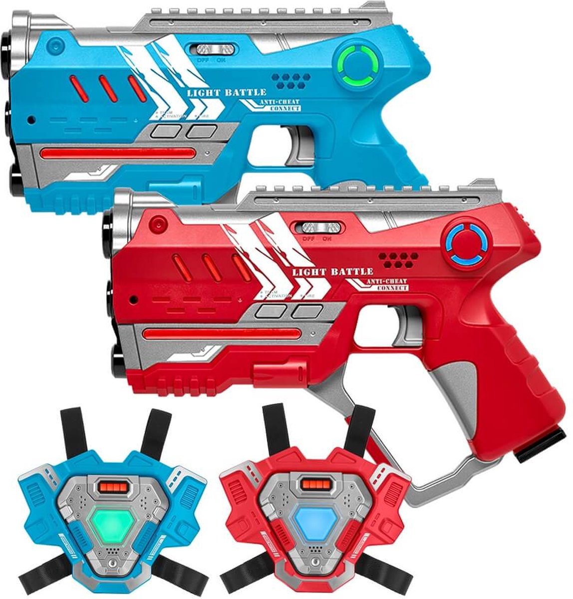   Connect Laserguns + 2 Connect Vesten - Lasergame set voor 2 spelers met beveiliging tegen valsspelen!