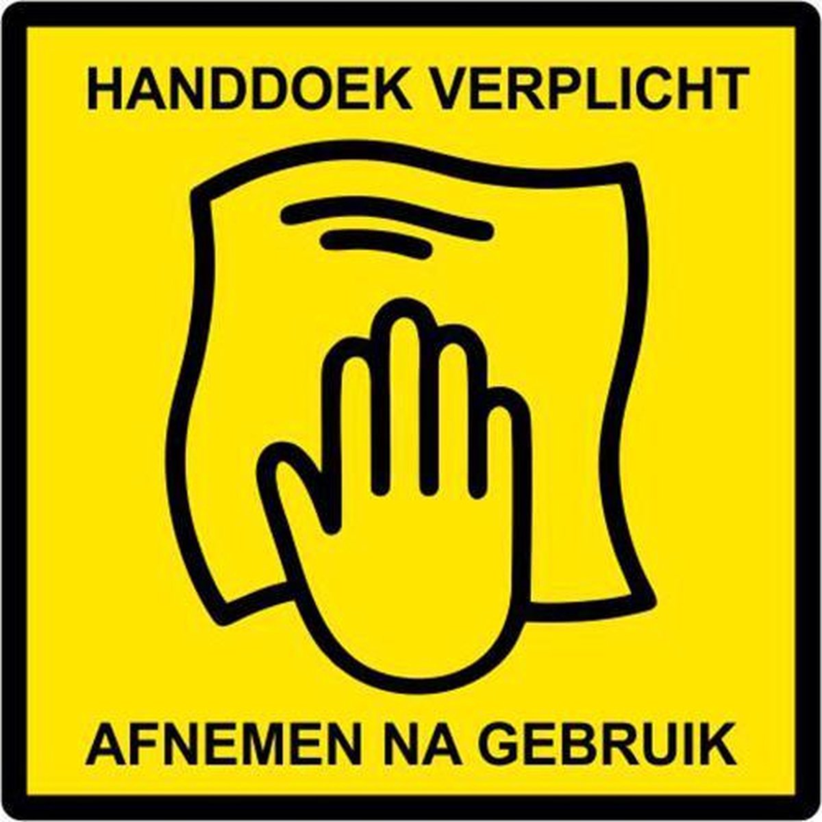 Handdoek verplicht - afnemen na gebruik - 40 x 40  mm - 10 stuks - wipe - sportschool - COVID-19 - Corona