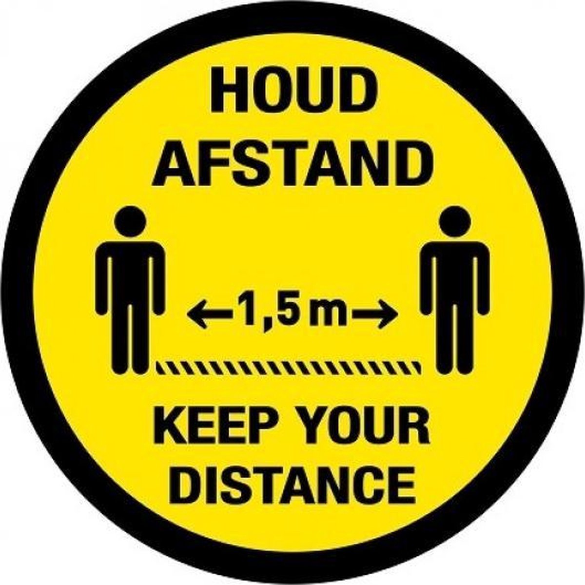 Tweetalig - Keep your distance - houd afstand - antislip - Rond - 200 mm - COVID-19 - Corona