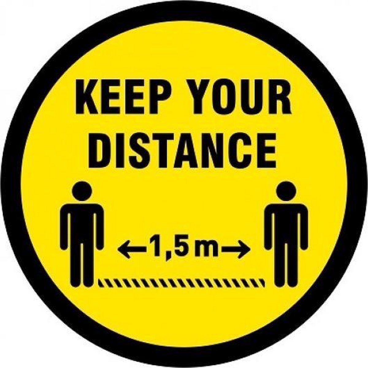 Waarschuwing vloersticker - Keep your distance - antislip - rond - 200 mm - COVID-19 - Corona