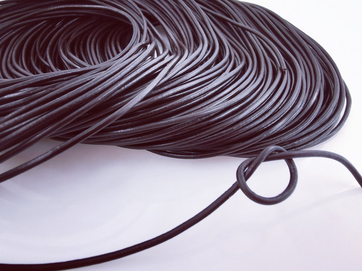 10 meter - Leren Koord - Donker bruin - D 1.7 mm - Echt Leer!! maak stoerst sieraden mee en vele andere doeleinde