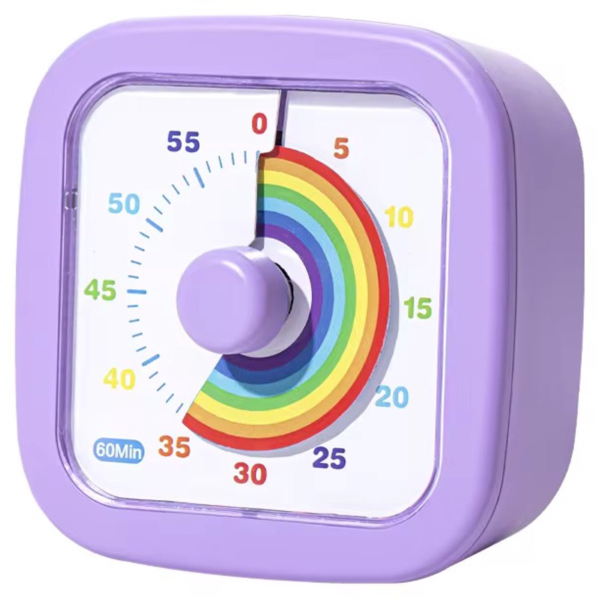 Regenboog Timer-60 Minuten Timer- Kinder Timer- Educatieve tijdklok- Stil & Visueel timer paars- Pomodoro Timer- Kookwekker- Speelse Timer-Studie Timer ideaal voor Thuis en School- Perfect voor focus en Time Management.