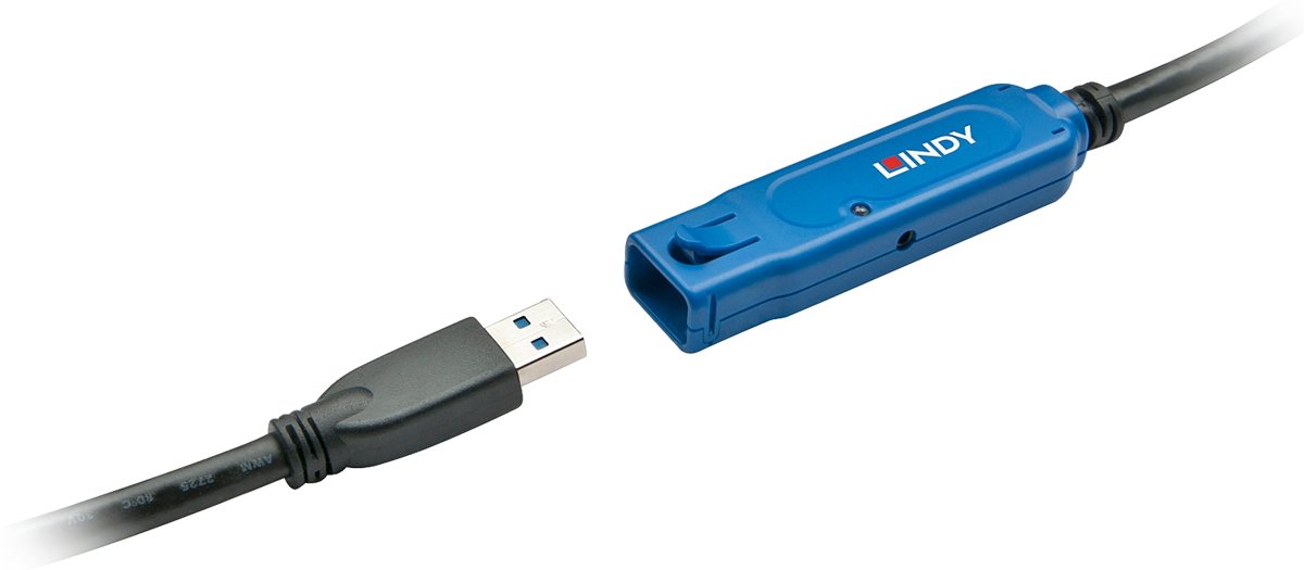 Lindy 15m USB A USB A Mannelijk Mannelijk Zwart USB-kabel