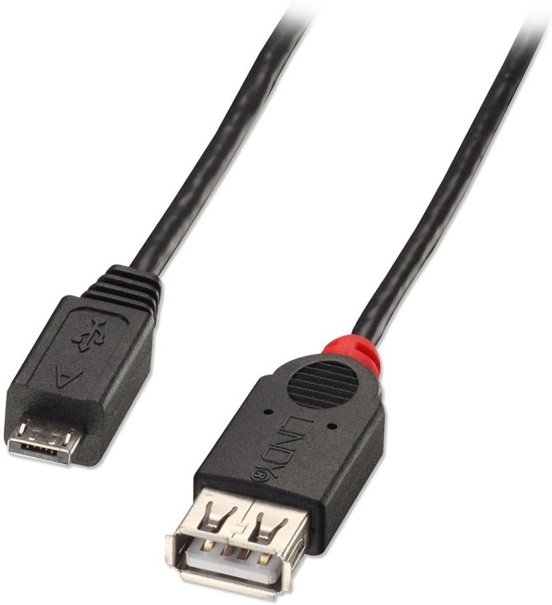 Lindy 1m USB 2.0 OTG 1m Micro-USB A USB A Mannelijk Vrouwelijk Zwart USB-kabel