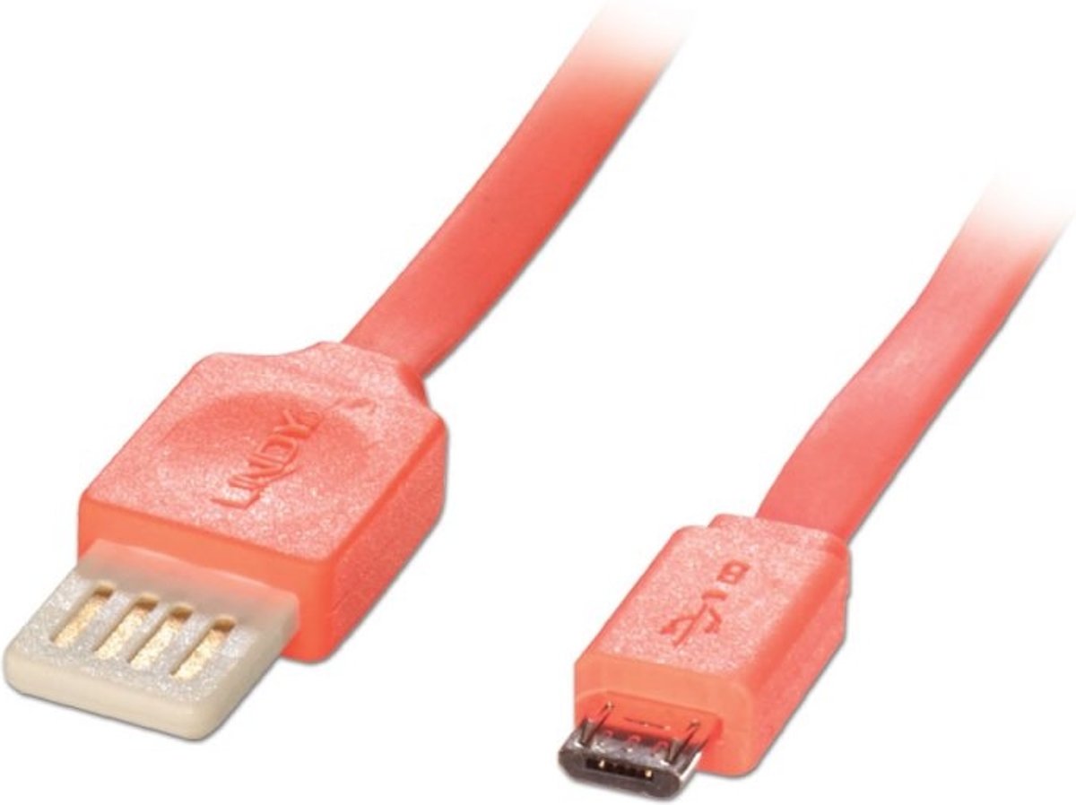 Lindy 2m, USB 2.0-A - USB 2.0 Micro-B USB-kabel USB A Micro-USB B Oranje