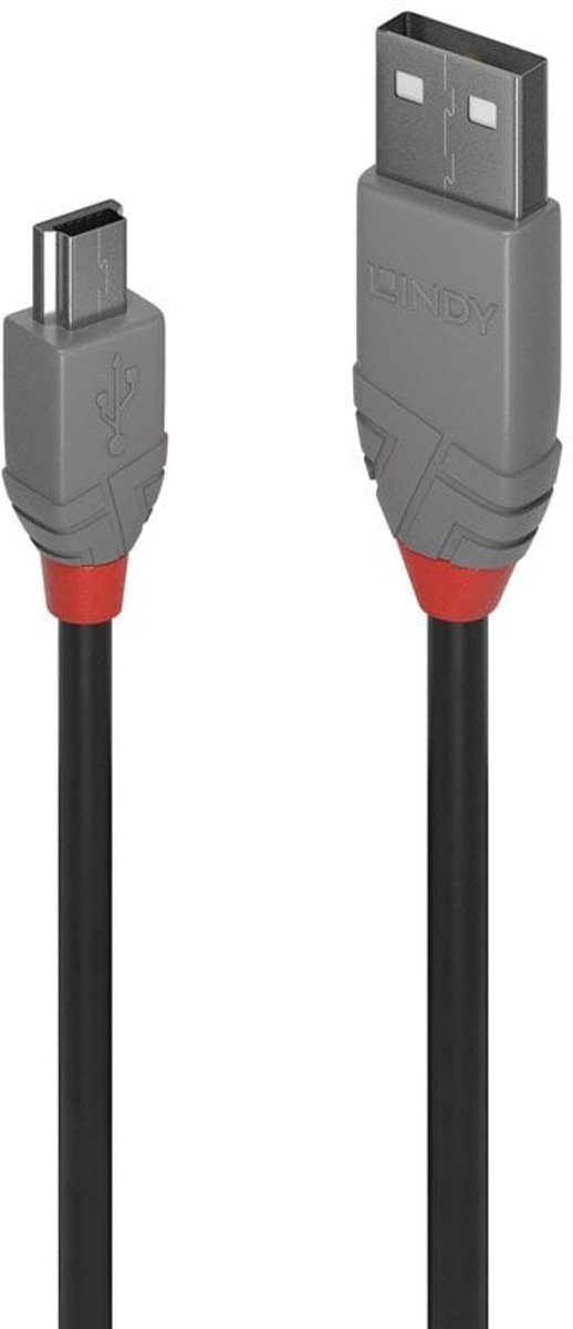 Lindy 36724 3m USB A Mini-USB B Mannelijk Mannelijk Zwart USB-kabel