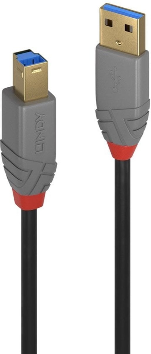 Lindy 36740 0.5m USB A USB B Mannelijk Mannelijk Zwart USB-kabel