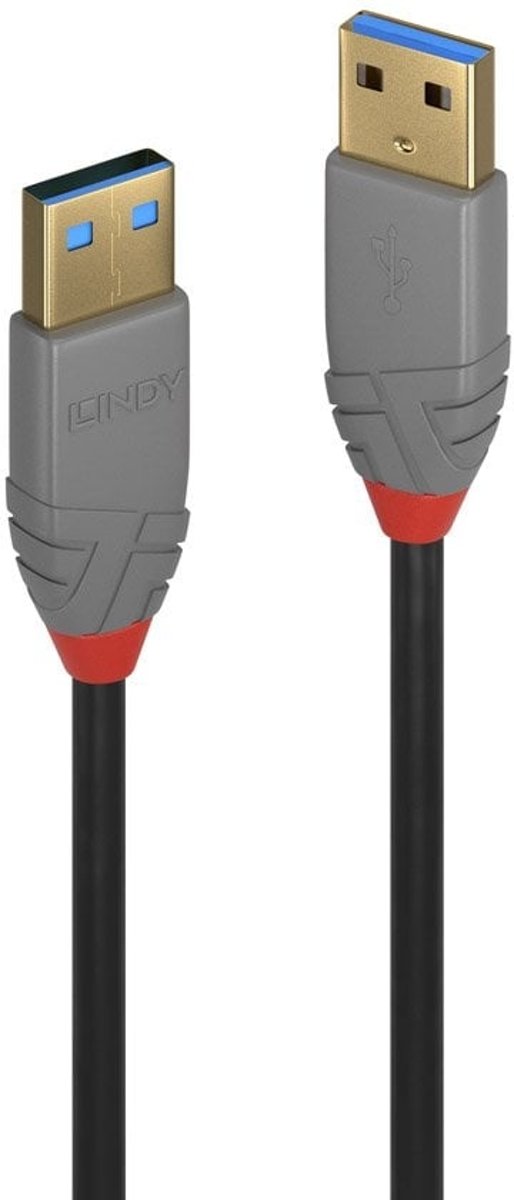 Lindy 36750 0.5m USB A USB A Mannelijk Mannelijk Zwart USB-kabel