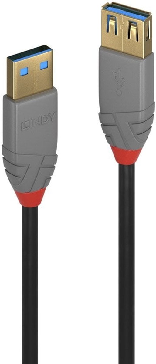 Lindy 36760 0.5m USB A USB A Mannelijk Vrouwelijk Zwart USB-kabel