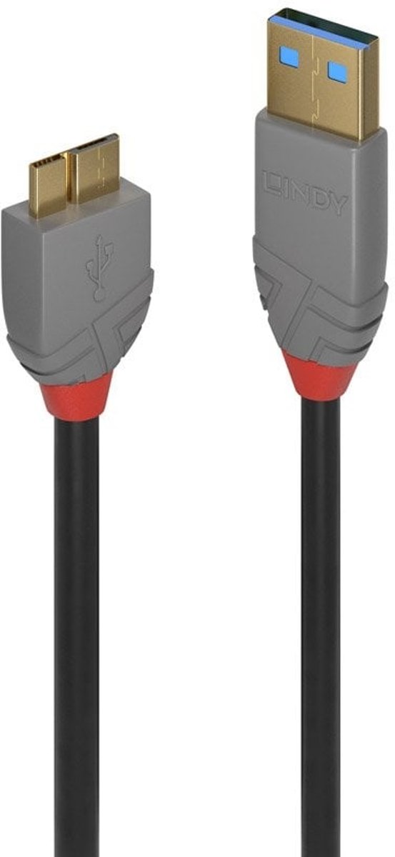 Lindy 36766 1m USB A Micro-USB B Mannelijk Mannelijk Zwart USB-kabel