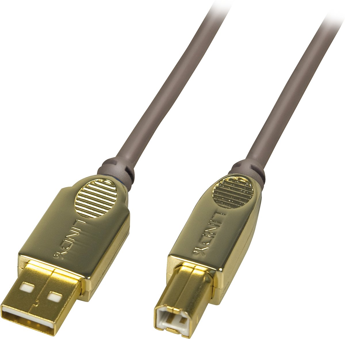 Lindy 37688 3m USB A USB B Goud, Grijs USB-kabel