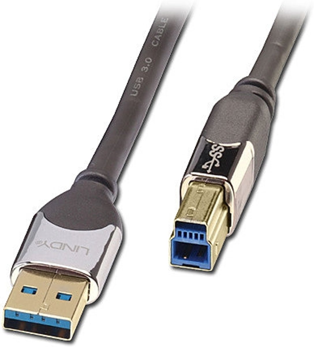 Lindy 41613 USB 3.0 Kabel Typ A/B Zwart kabeladapter/verloopstukje