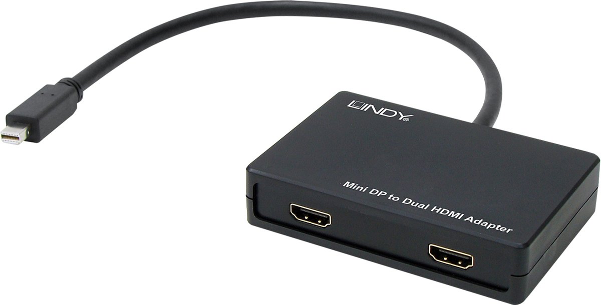 Lindy 41732 kabeladapter/verloopstukje Mini Displayport 2 x HDMI Zwart