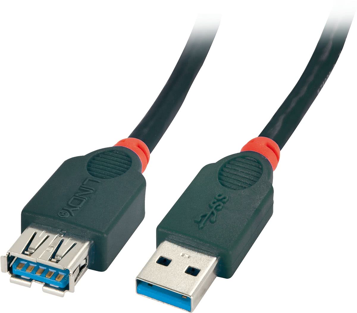 Lindy 41833 3m USB A USB A Mannelijk Vrouwelijk Zwart USB-kabel