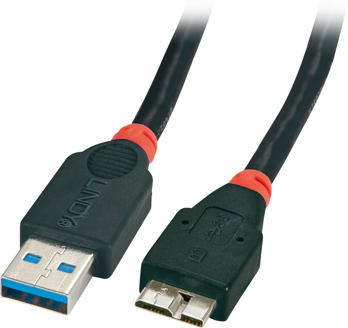 Lindy 41835 0.5m USB A Micro-USB B Mannelijk Mannelijk Zwart USB-kabel