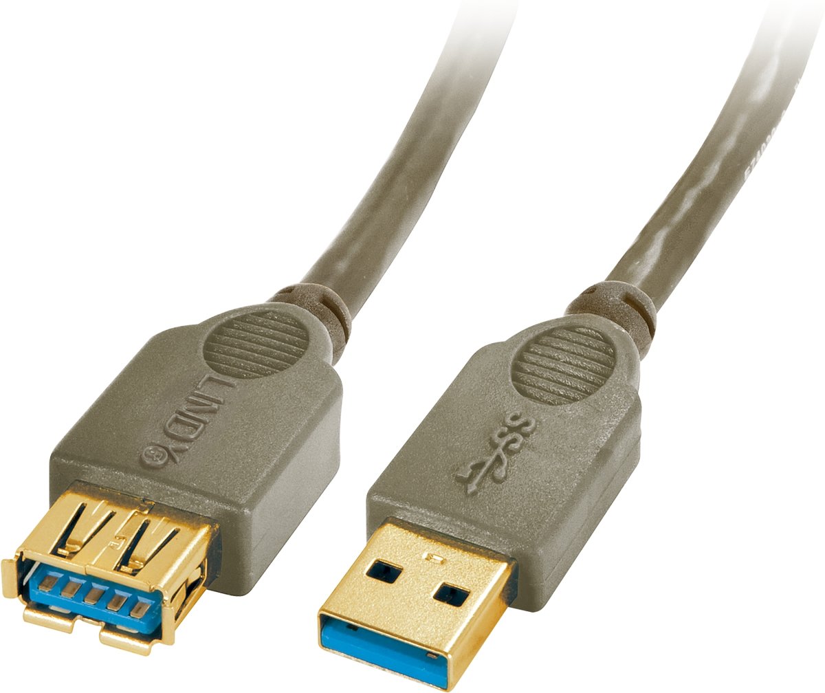 Lindy 41860 0.5m USB A USB A Antraciet USB-kabel