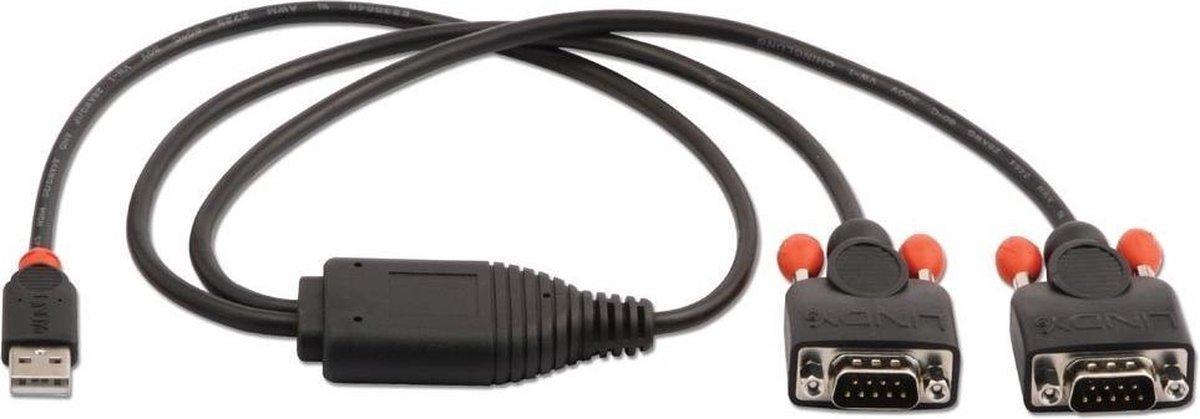 Lindy 42689 kabeladapter/verloopstukje USB 2 x Serial Port Zwart