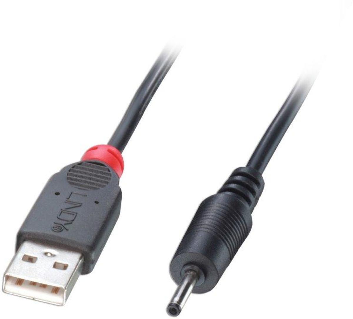 Lindy 70264 2.35/0.7mm DC USB A Zwart kabeladapter/verloopstukje