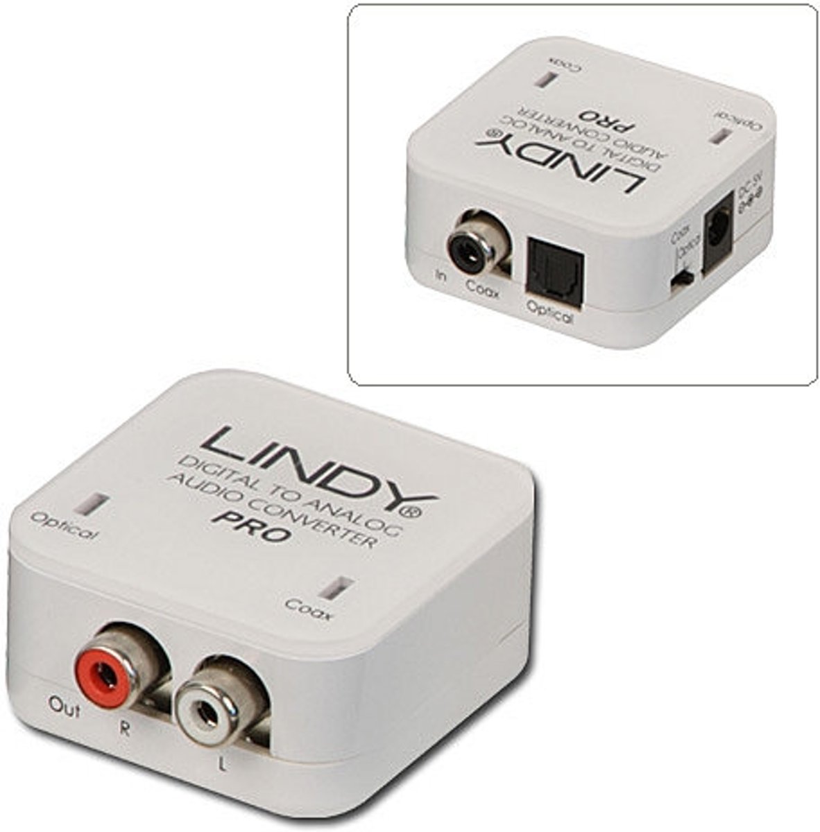 Lindy 70468 kabeladapter/verloopstukje 1xTosLink, 1xCoax 2xRCA Wit