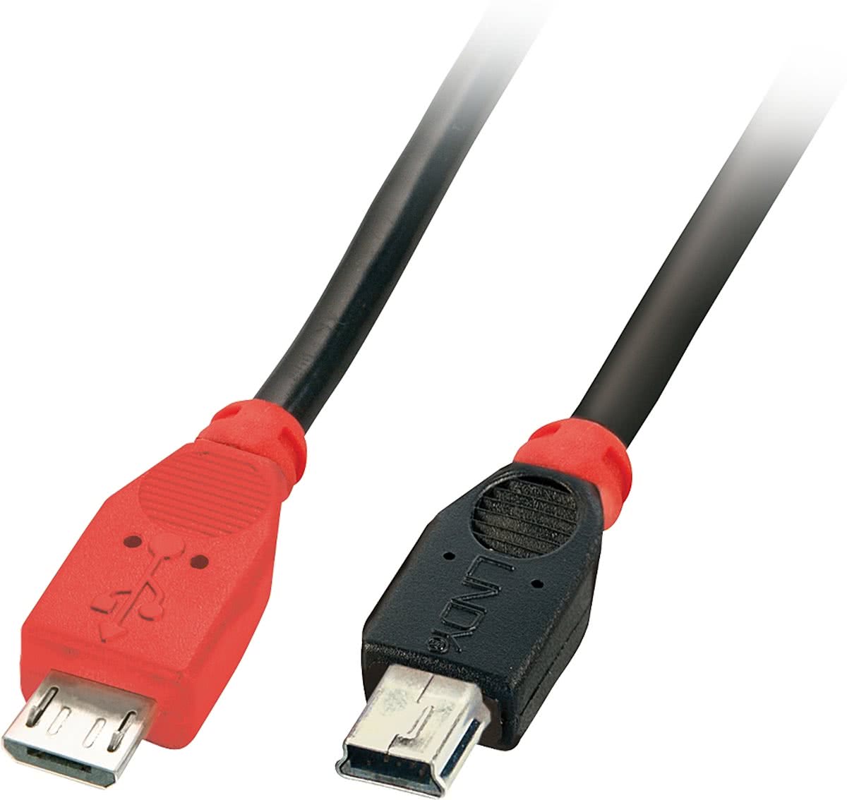 Lindy MicroUSB B - MiniUSB B 1m Micro-USB B Mini-USB B Mannelijk Mannelijk Zwart USB-kabel