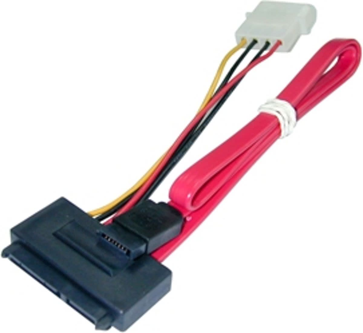 Lindy SATA Cable - Combined Data & Power SATA 7 Pin, SATA 7 Pin SATA 15 Pin, 5¼ kabeladapter/verloopstukje