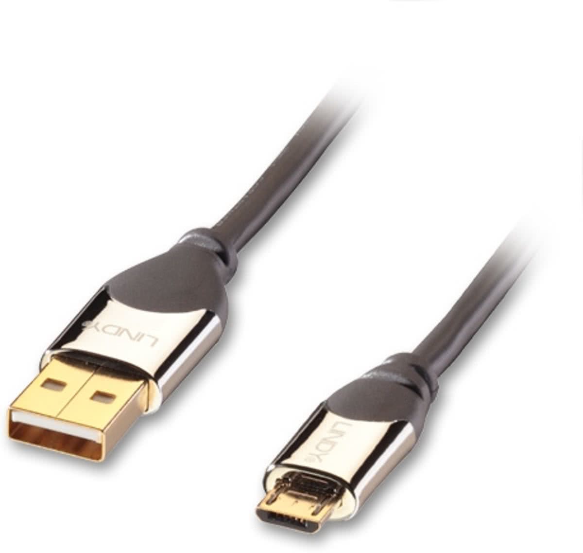 Lindy USB 2.0, A/MicroB, 3m 3m USB A Micro-USB B Mannelijk Mannelijk Zwart USB-kabel