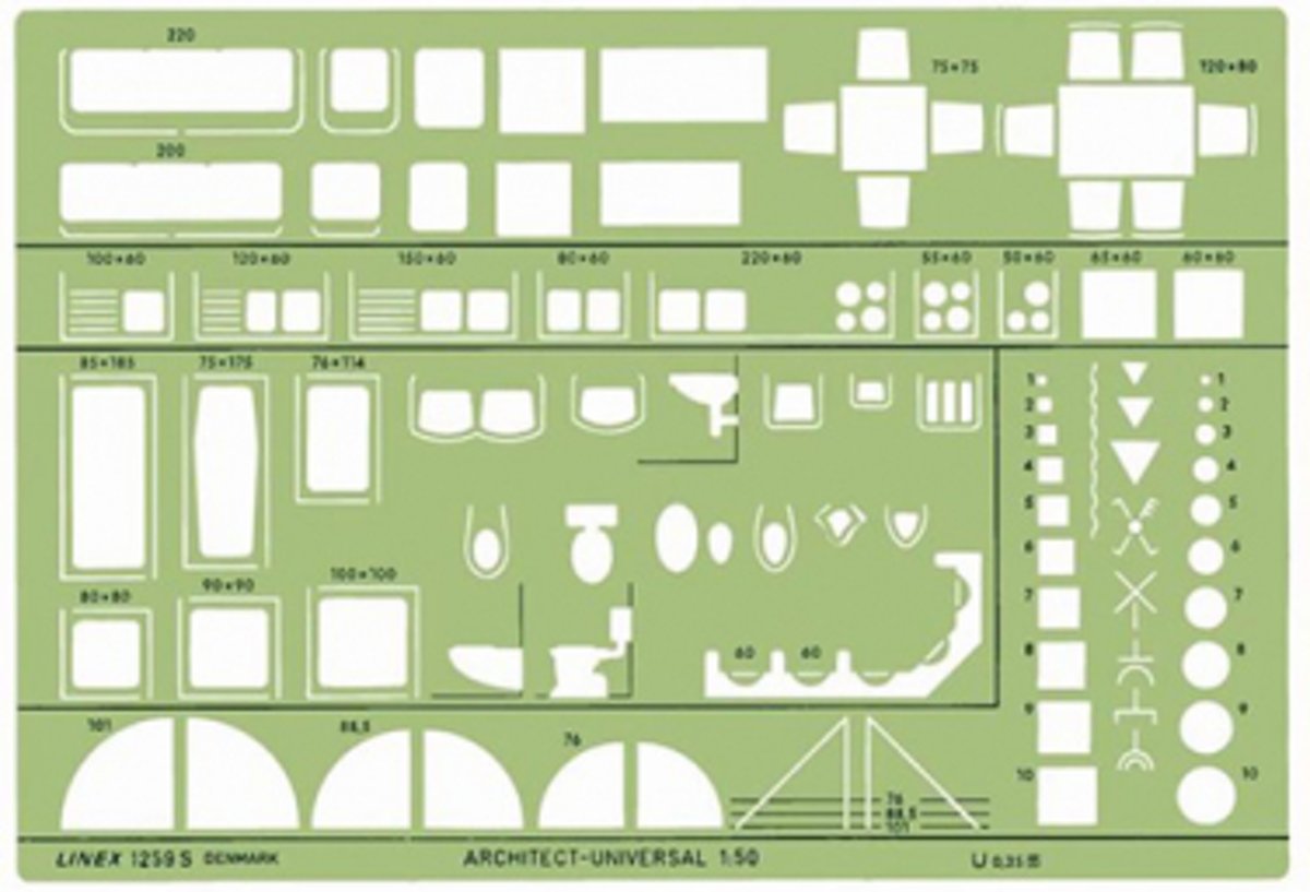 Architect Sjabloon Linex 1259S verpakt in een handige Zipperbag