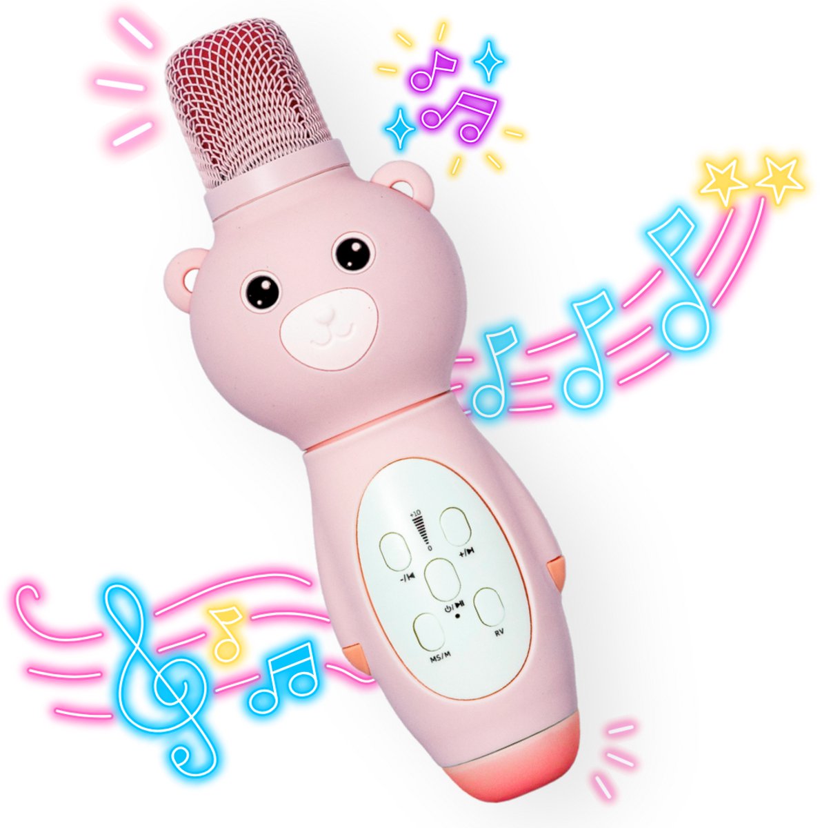 Bluetooth Karaoke Microfoon Beer Roze - Draadloos - Karaoke Set met Speaker - Kinderen en Volwassenen - 5 Stemvervormers