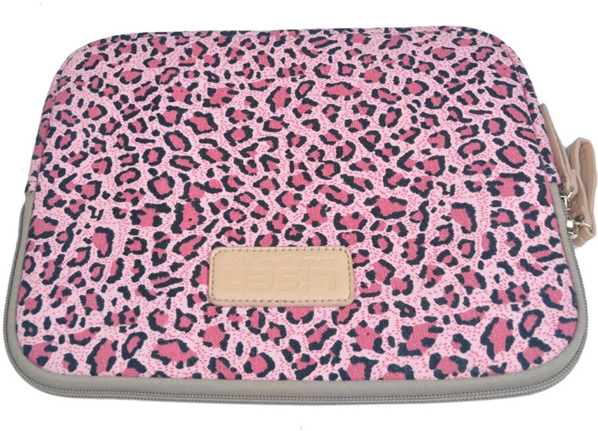 Lisen – Laptop/Tablet Sleeve met Panterprint tot 10 inch – Roze