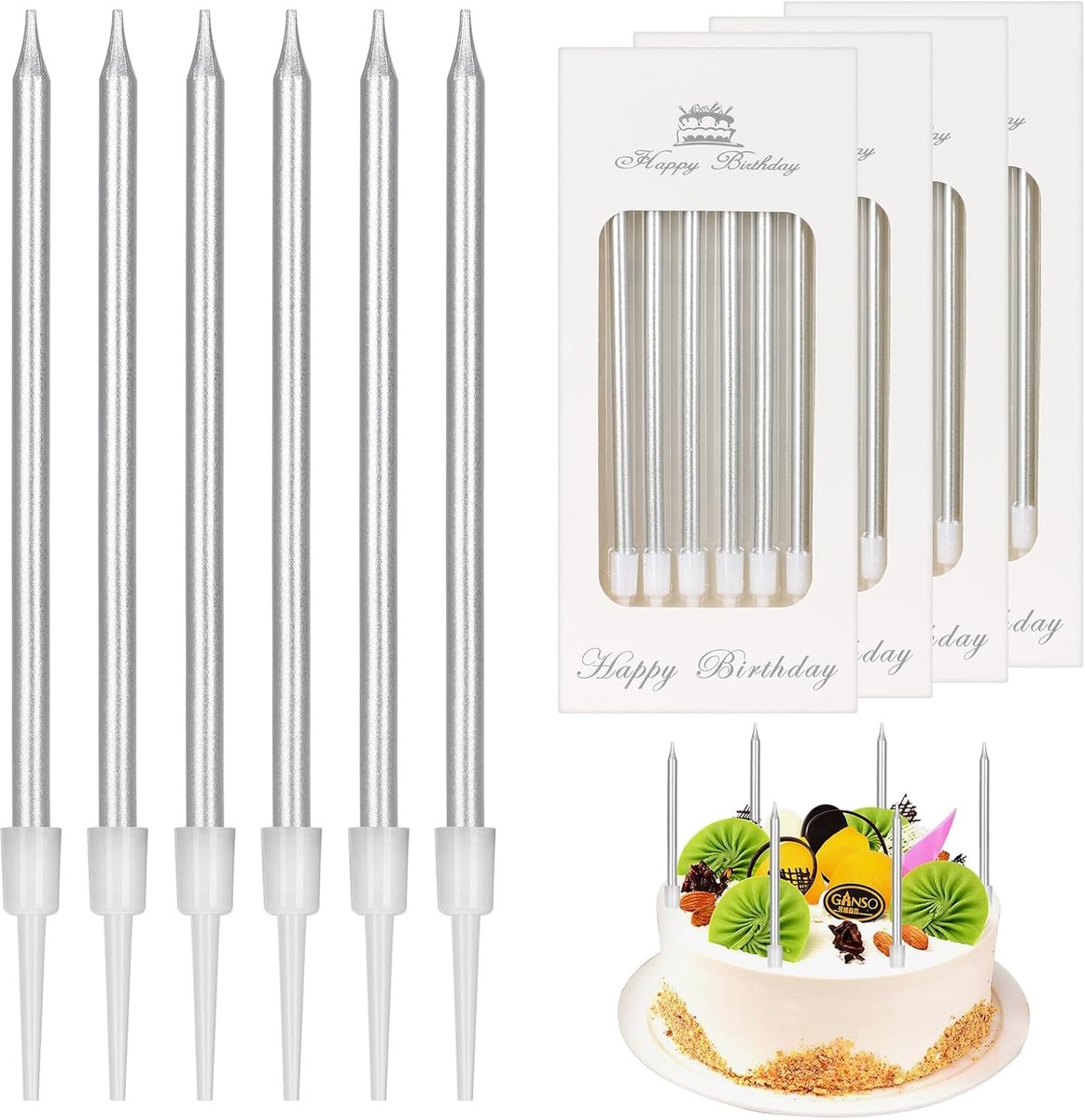 Verjaardag Kaarsen Zilver 12cm - 18 stuks - Verjaardag - Jubileum - Feestversiering - Decoratie - Feestartikelen voor taarten en gebak